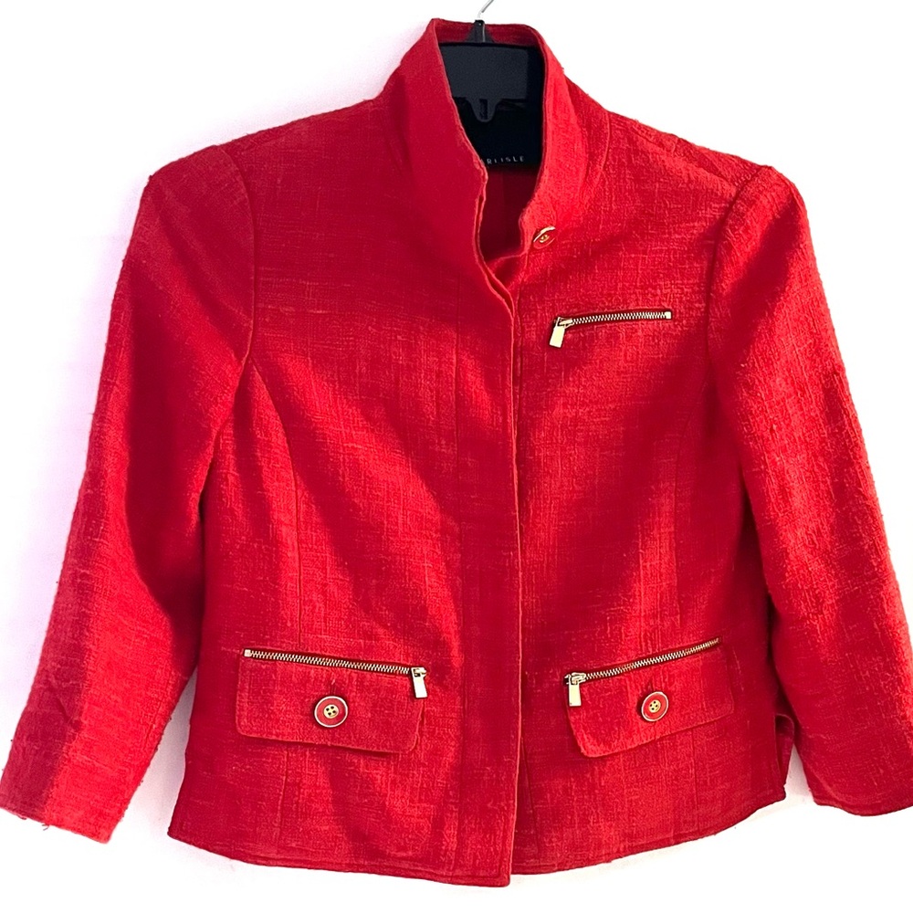 Carlisle Red Silk Women's Cropped Zip Jacket